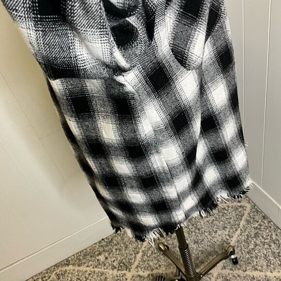 Pistol Rose Women's Small Oversized Black White Checkered Button Down Shirt Top - Picture 6 of 15